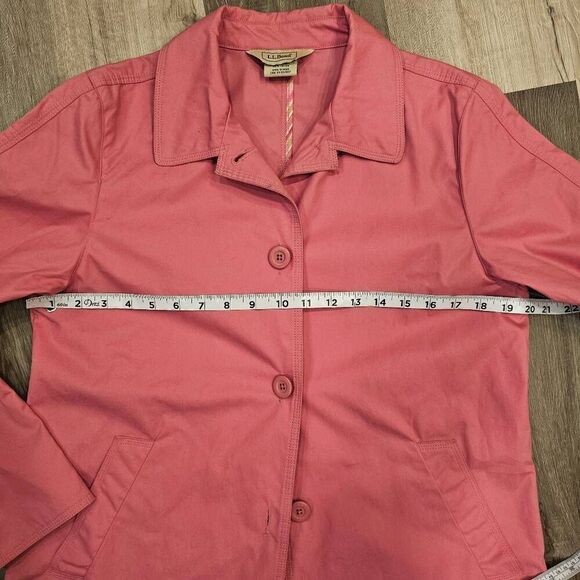 L.L.Bean Pink Cotton Trench Coat Size Small Petite - Picture 4 of 7